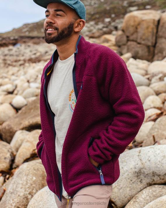 Passenger Männer Tripper recyceltes Sherpa-Fleece mit durchgehendem Reißverschluss, Weinrot 0BP225 Kleidung Wein
