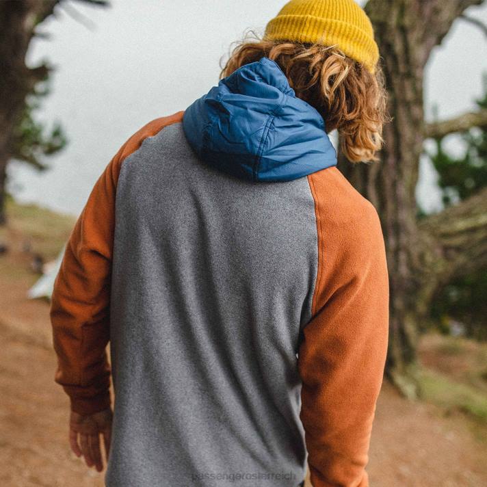 Passenger Männer Woodland-Kapuzenjacke mit 1/2-Reißverschluss aus recyceltem Polarfleece in Graumeliert 0BP230 Kleidung grau