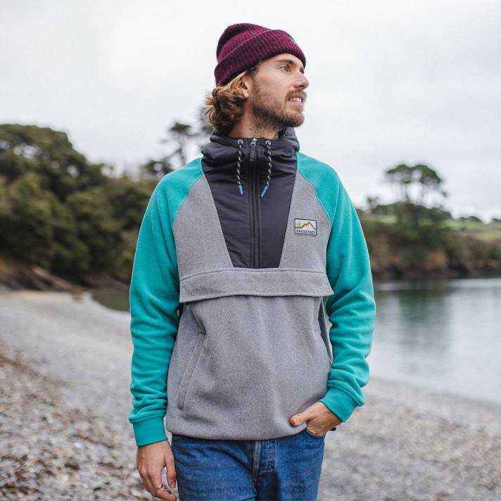 Passenger Männer Woodland Kapuzenpullover mit 1/2-Reißverschluss aus recyceltem Polarfleece in Viridiangrün 0BP271 Kleidung Grün