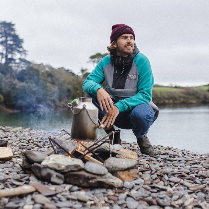 Passenger Männer Woodland Kapuzenpullover mit 1/2-Reißverschluss aus recyceltem Polarfleece in Viridiangrün 0BP271 Kleidung Grün