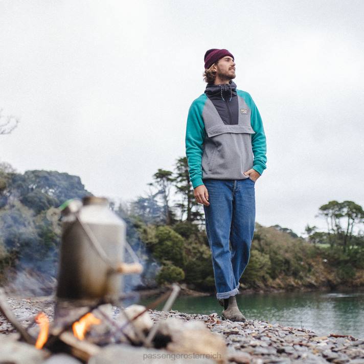 Passenger Männer Woodland Kapuzenpullover mit 1/2-Reißverschluss aus recyceltem Polarfleece in Viridiangrün 0BP271 Kleidung Grün