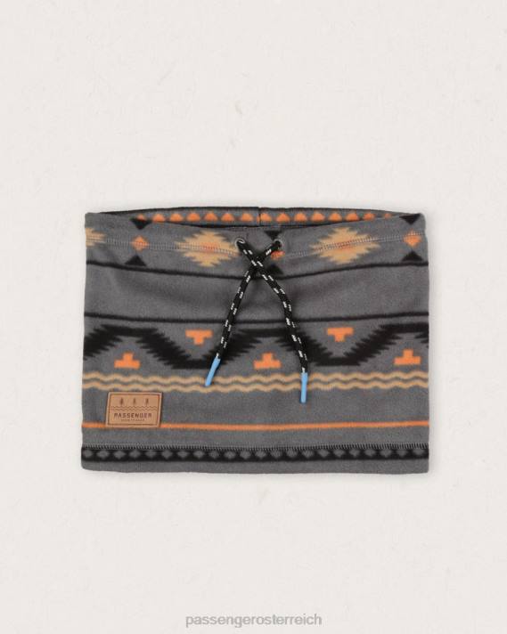 Passenger Männer Tor-Snood aus recyceltem Polarfleece, Anthrazit, Geo-Folk 0BP2422 Kopfbedeckung Holzkohle