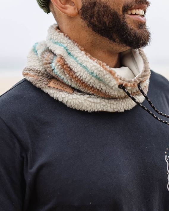 Passenger Männer Warmer Snood aus recyceltem Sherpa-Fleece mit Geomuster in Elfenbeinfarbe 0BP2419 Kopfbedeckung Elfenbein