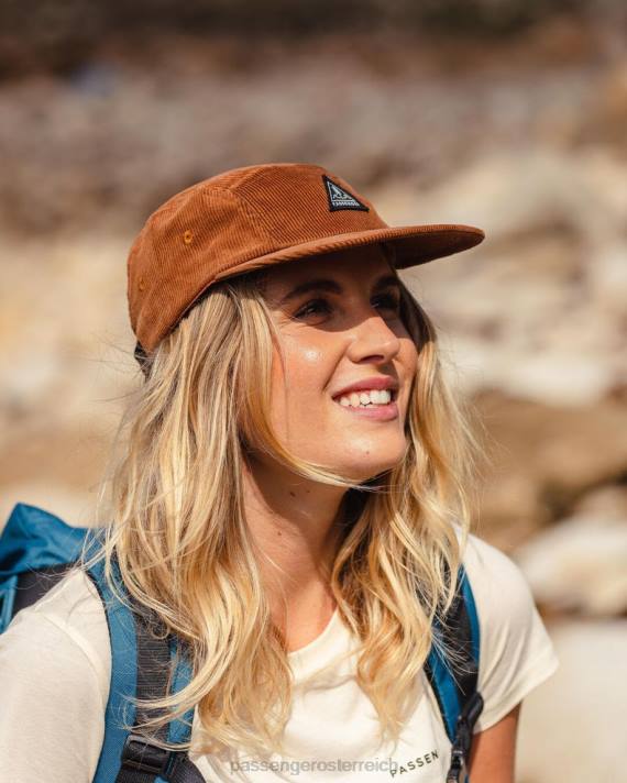 Passenger Männer Fixie-Kappe aus recyceltem Cord mit 5 Paneelen, glasierter Ingwer 0BP2450 Kopfbedeckung glasiert