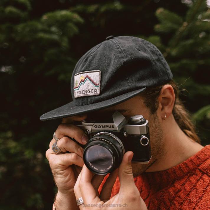 Passenger Männer Fluke 5-Panel-Kappe aus recycelter Baumwolle in verblasstem Schwarz 0BP2472 Kopfbedeckung Schwarz
