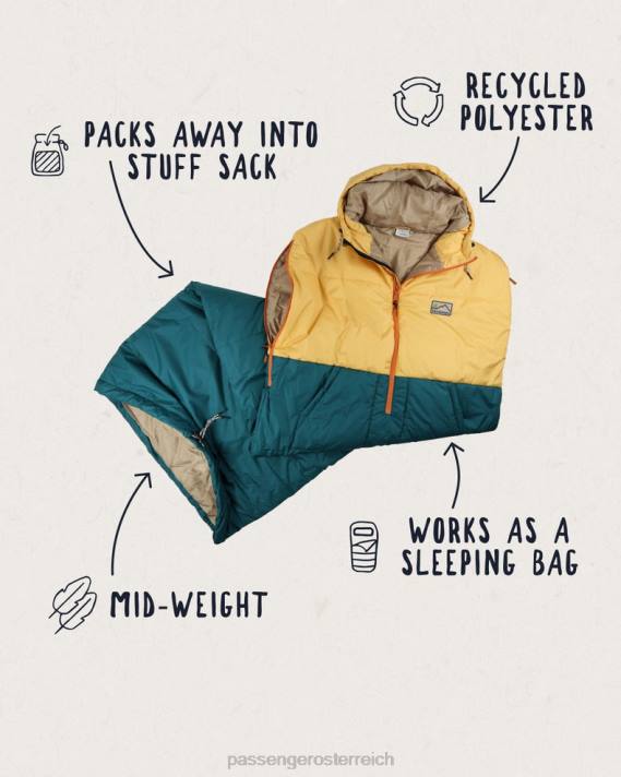 Passenger Männer Good Times recycelter Schlafsack Ockergelb/Sturmgrün 0BP2584 Zubehör Gelb