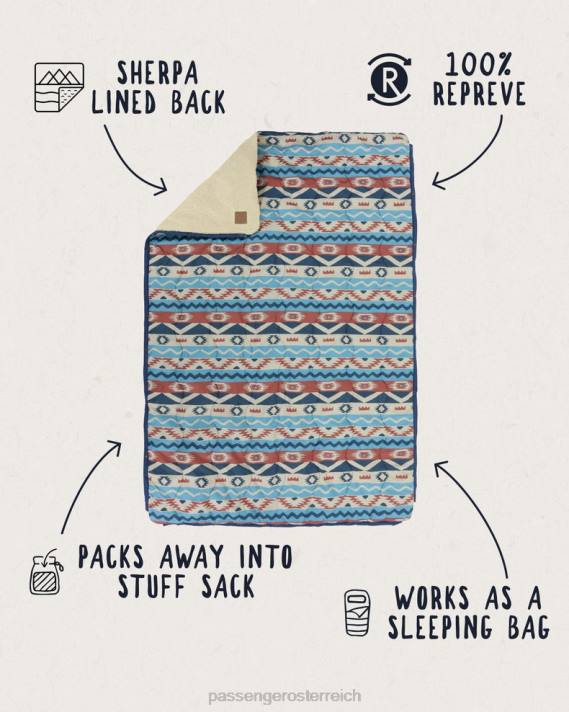 Passenger Männer Nomadic-Decke aus recyceltem Sherpa mit mehreren Geo-Streifen in Koralle 0BP2590 Zubehör multi