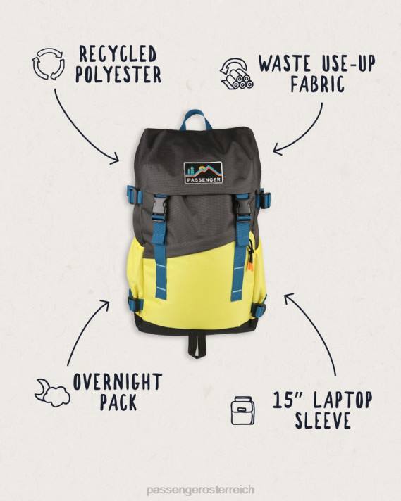 Passenger Männer Boondocker recycelter 26-Liter-Rucksack in Grauoliv/Glanzgelb 0BP2562 Zubehör Gelb