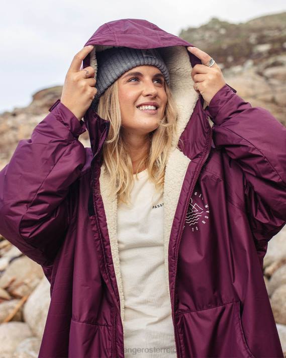 Passenger unisex Eskapismus, recycelter Sherpa-gefütterter Umkleidemantel, Wein 0BP2608 Kleidung Wein