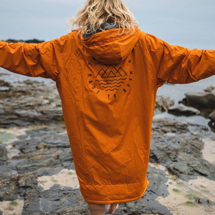Passenger unisex Eskapismus recycelter, mit Handtüchern gefütterter Wickelmantel in Sonnenaufgangsorange 0BP2641 Kleidung orange